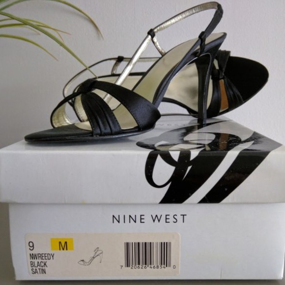 Nine West Shoes - NINE WEST "Reedy" Slingback Black Satin Sandals 9M